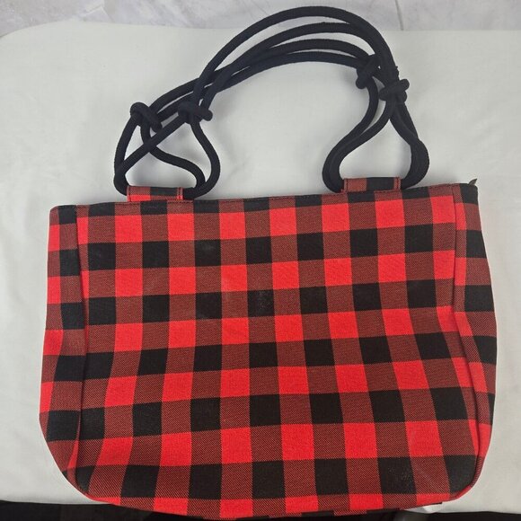 Farmhouse Is My Style Red & Black Buffalo Check Canvas Tote Bag Double Handles - Picture 1 of 11